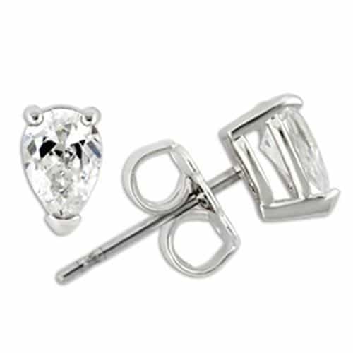 Rhodium 925 Sterling Silver Earrings With Aaa Grade Cz In Clear