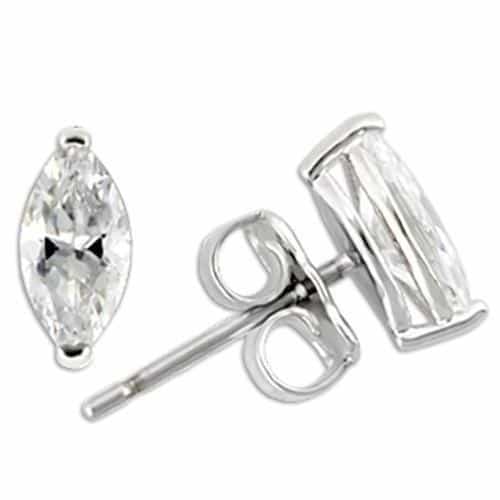Rhodium 925 Sterling Silver Earrings With Aaa Grade Cz In Clear