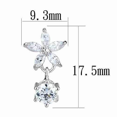 Rhodium Brass Earrings With Aaa Grade Cz In Clear