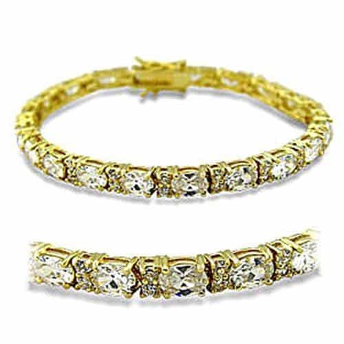 415502 - Gold Brass Bracelet With Aaa Grade Cz In Clear