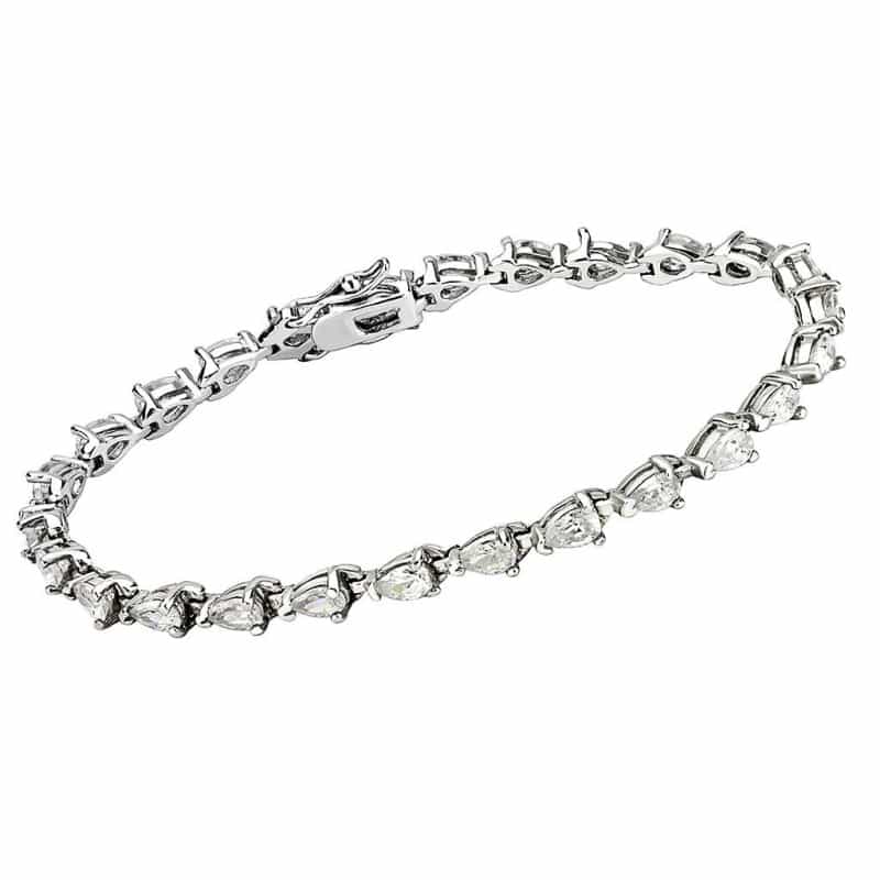 415803 - Rhodium Brass Bracelet With Aaa Grade Cz In Clear