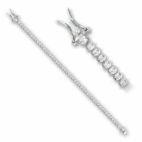 47103 - Rhodium Brass Bracelet With Aaa Grade Cz In Clear