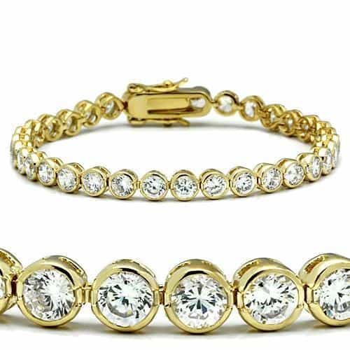 47202 - Gold Brass Bracelet With Aaa Grade Cz In Clear