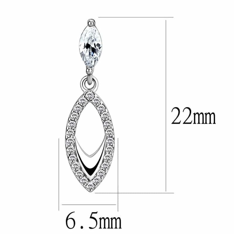 High Polished (No Plating) Stainless Steel Earrings With Aaa Grade Cz In Clear