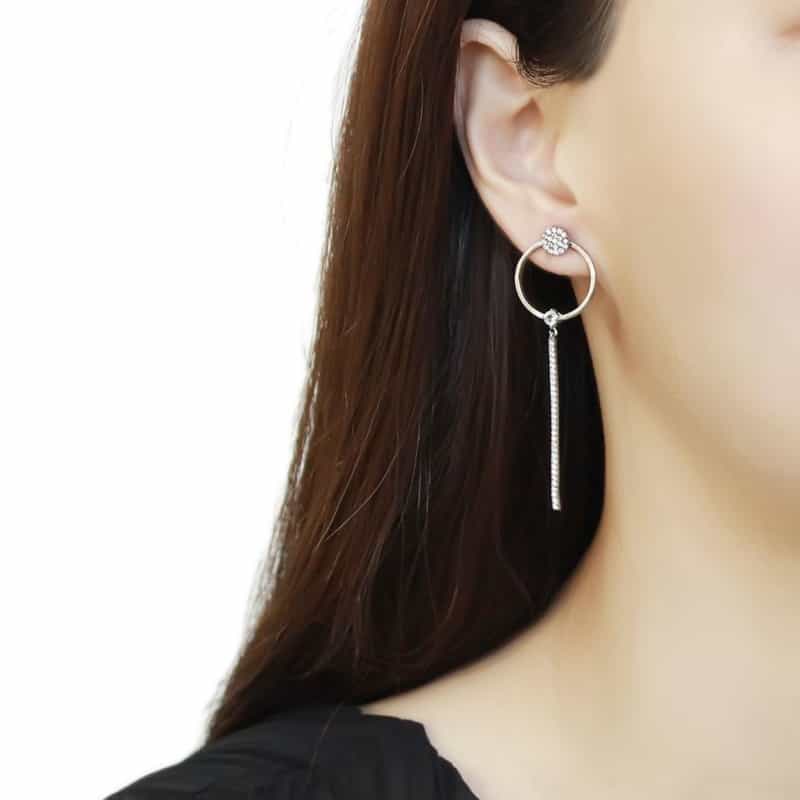 High Polished (No Plating) Stainless Steel Earrings With Aaa Grade Cz In Clear