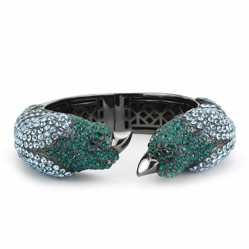 Lo4332 - Ruthenium Brass Bangle With Top Grade Crystal In Multi Color - 6.75"