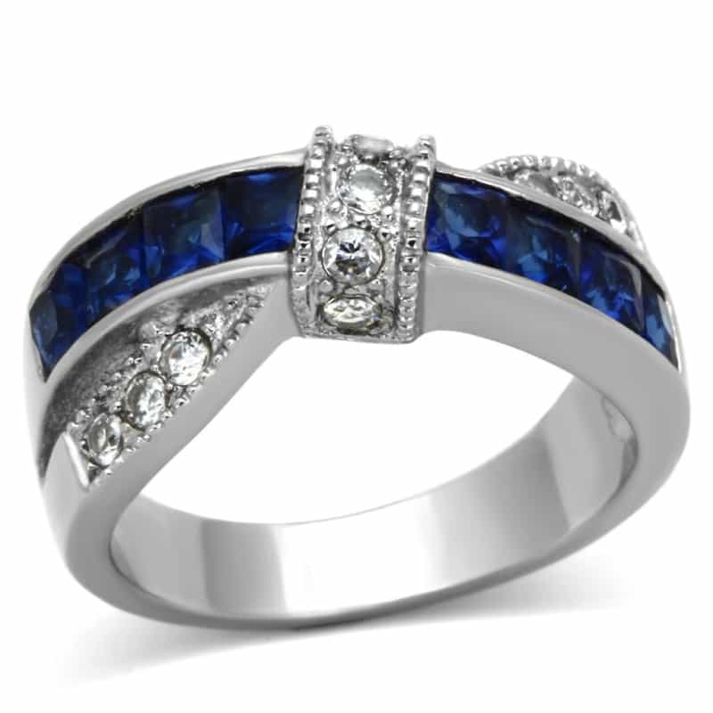 Tk1222 - High Polished (No Plating) Stainless Steel Ring With Synthetic Synthetic Glass In Montana