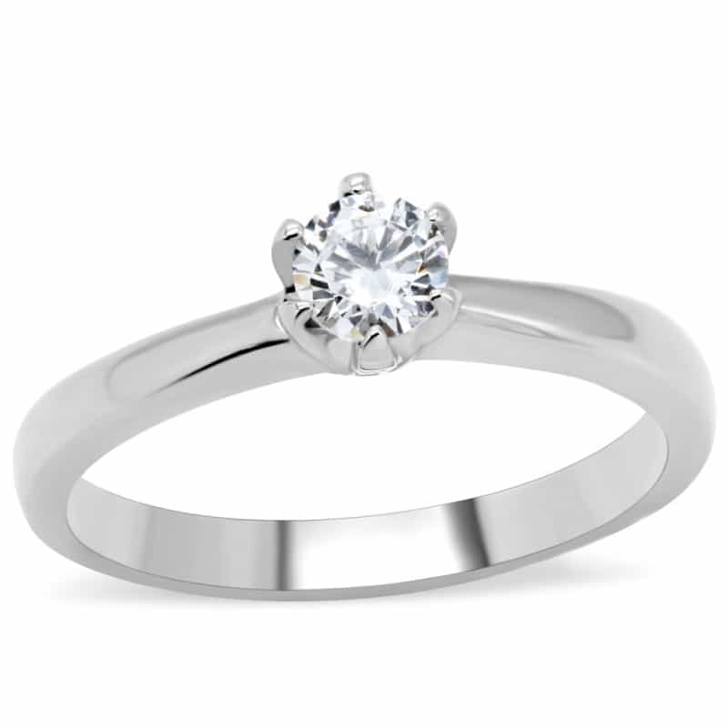 Tk203 - High Polished (No Plating) Stainless Steel Ring With Aaa Grade Cz In Clear