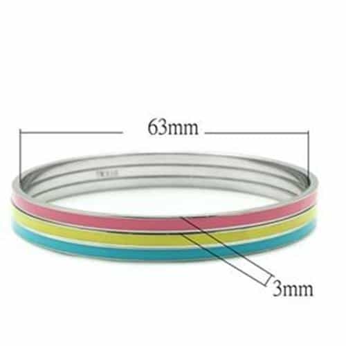 Tk241 - High Polished (No Plating) Stainless Steel Bangle With No Stone - 7.75"