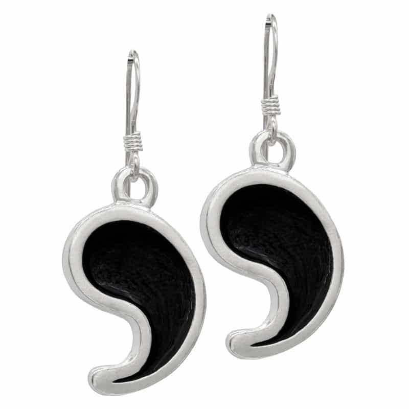 Dragon's Fang Earrings - Enameled Sterling Silver - Black