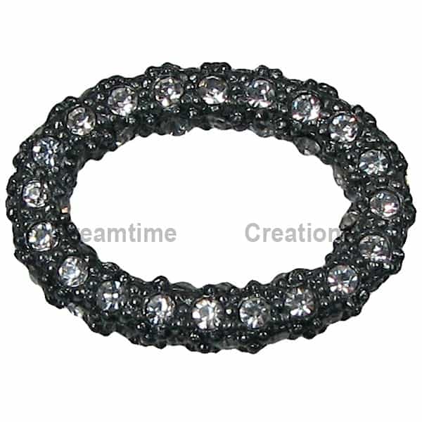 Beadelle® Pavé Oval Ring 22X16 Crystal/Gunmetal