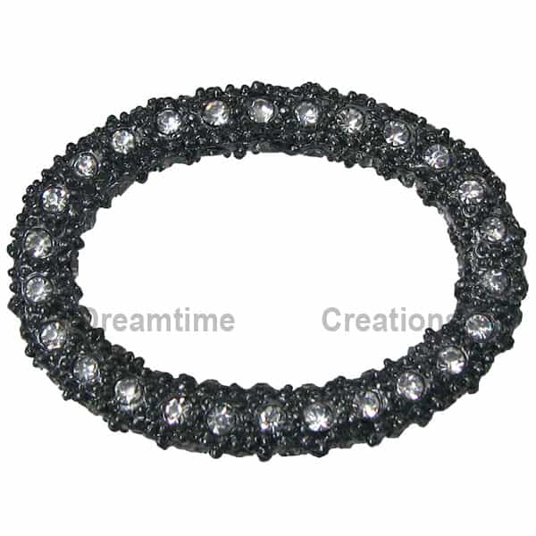 Beadelle® Pavé Oval Ring 33X24 Crystal/Gunmetal