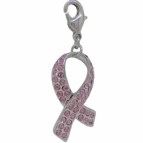 Dreamtime Crystal Breast Cancer Awareness Charm Light Rose Silver