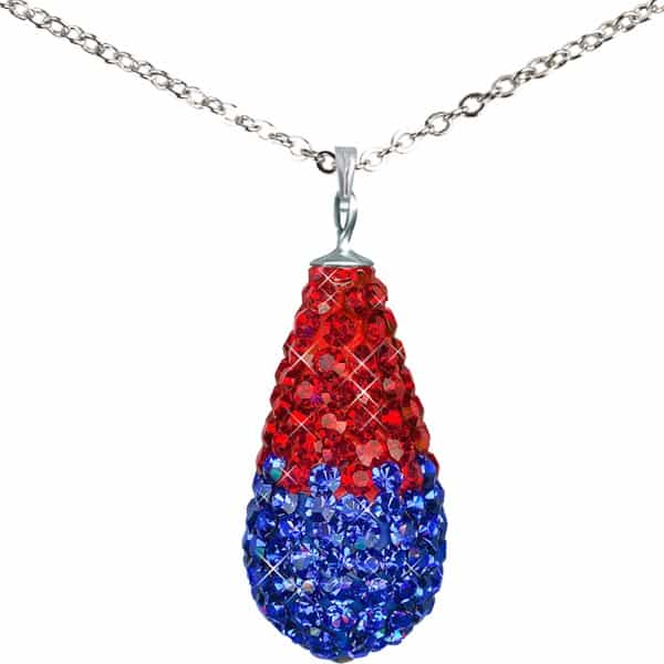 Game Time Bling 11X22mm Teardrop Necklace - 18" - Sapphire/Light Siam