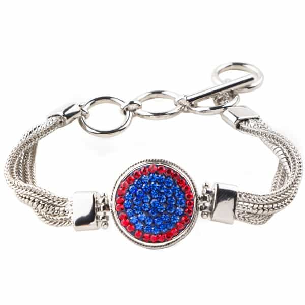 1-Snap Metal Bracelet - Sapphire/Light Siam (Periwinkle/Red)