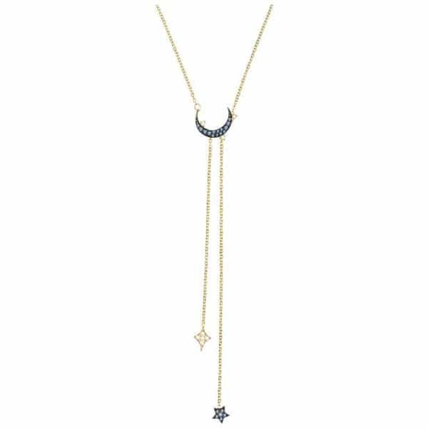 Swarovski Collections Duo Moon Y Necklace, Teal, Mixed Plating