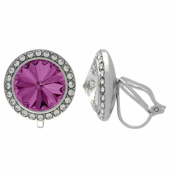 Crystalized With Dreamtime Crystal Clip-On Earrings For Dance Amethyst/Crystal 17Mm - Pair