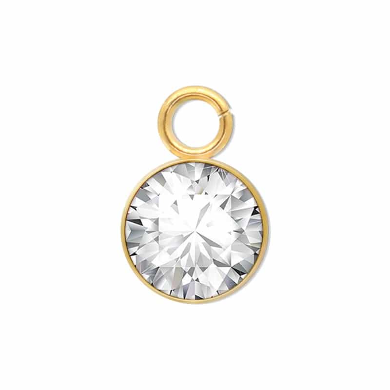 5 Pcs 304 Stainless Steel Birthstone Charms Gold Plated Round January Wine Red Rhinestone 9Mm X 6Mm