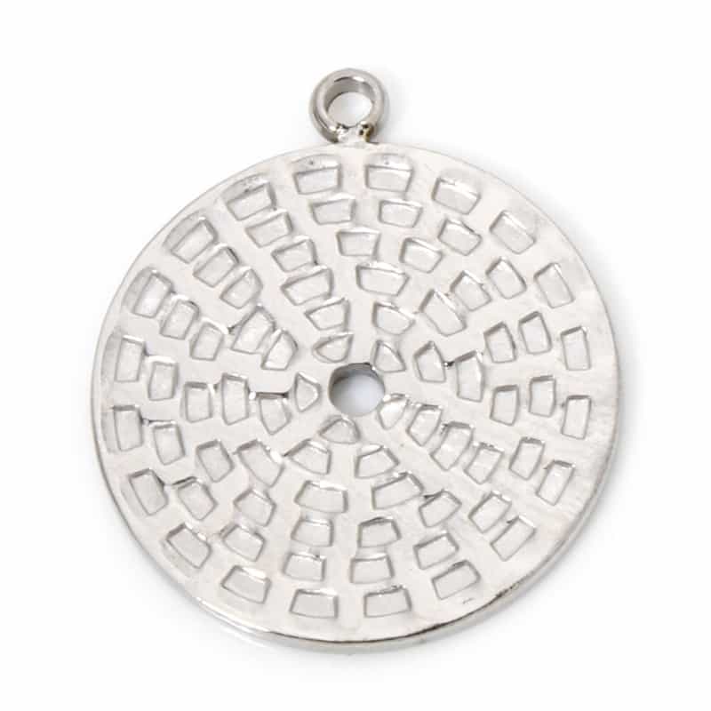 1 Piece Eco-Friendly 304 Stainless Steel Galaxy Disc Charms Silver Tone Round Carved Pattern 18Mm X 15.5Mm