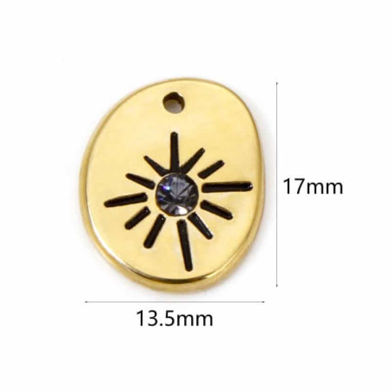 1 Piece Eco-Friendly Pvd Vacuum Plating Waterproof Anti-Tarnish Hypoallergenic 304 Stainless Steel Galaxy Charms 14K Real Gold Plated Irregular Star Clear Rhinestone 17Mm X 13.5Mm