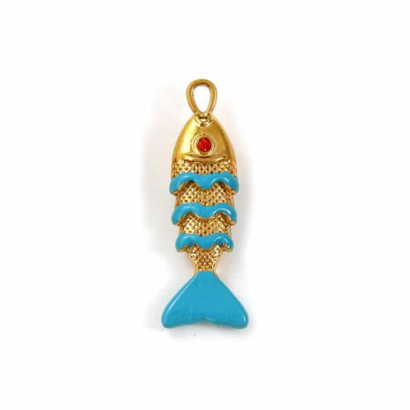 2 Pcs Eco-Friendly Pvd Vacuum Plating Waterproof Anti-Tarnish Hypoallergenic 304 Stainless Steel Ocean Jewelry Charms 18K Real Gold Plated Orange Enamel Fish Animal 3D Orange-Red Rhinestone 29Mm X 10Mm