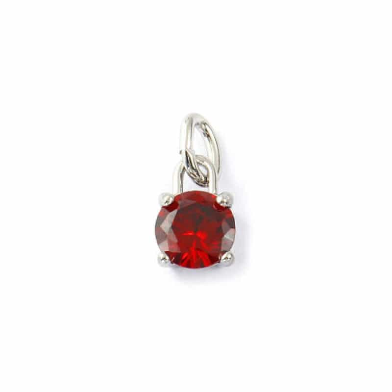 2 Pcs Eco-Friendly 304 Stainless Steel January Birthstone Charms Silver Tone Mini Wine Red Cubic Zirconia 15Mm X 7Mm