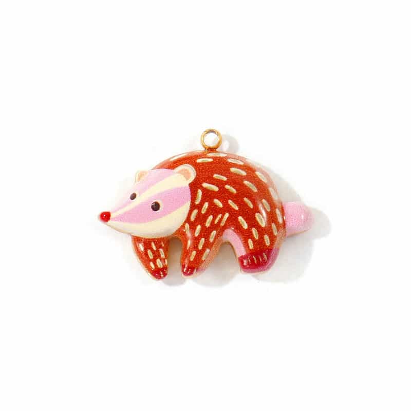 2 Pcs Eco-Friendly Pvd Waterproof Anti-Tarnish Hypoallergenic 304 Stainless Steel Charms K Real Gold Plated Brown Hedgehog Animal Printed 23.5Mm X 16Mm