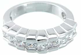925 Sterling Silver Platinum Finish Princess Fashion Ring