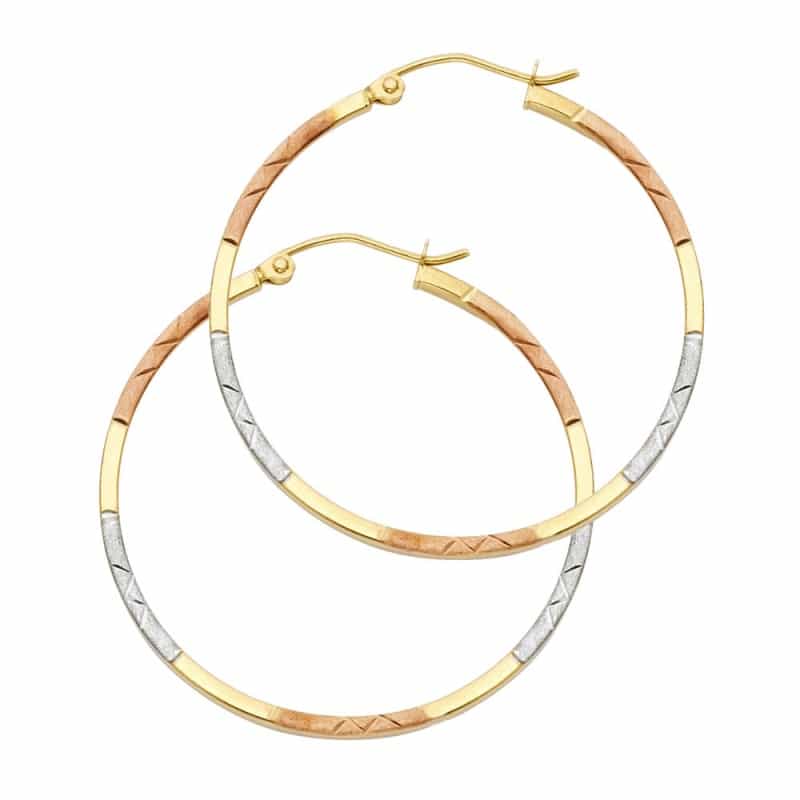 14K Gold 1.5Mm Diamond Cut Tube Hoops