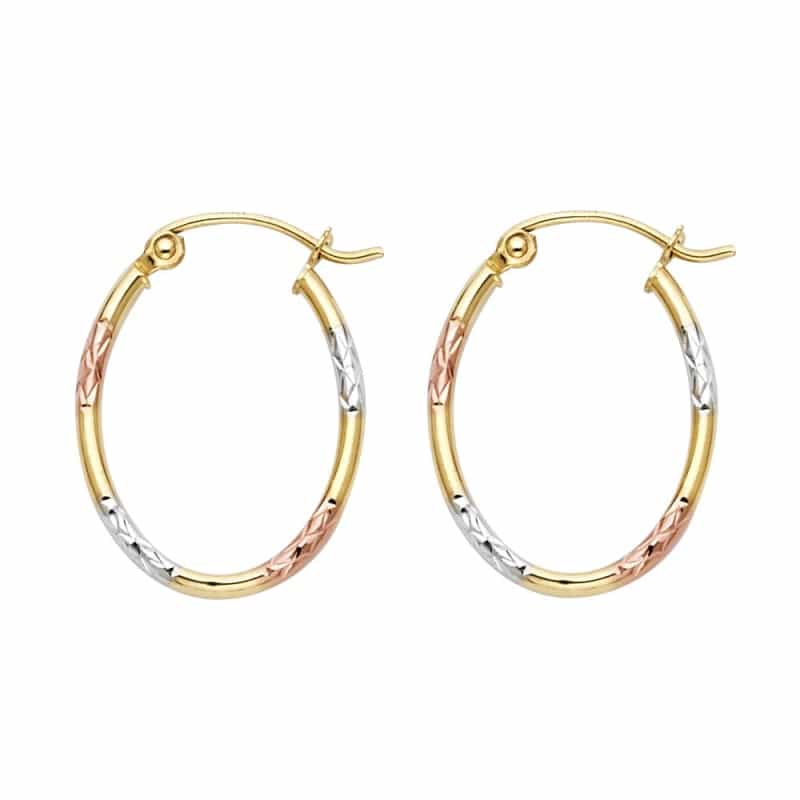 14K Gold 1.5Mm Diamond Cut Tube Hoops