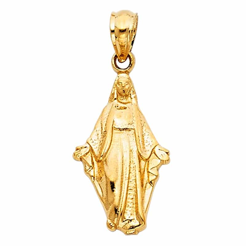 14K Gold Religious Milagrosa Charm Pendant