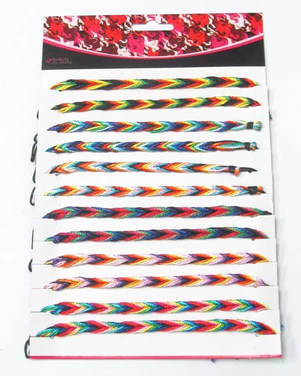 Assort Color Friendship Braided Bracelets -12 Pc Dozen Pack Mens Jewelry