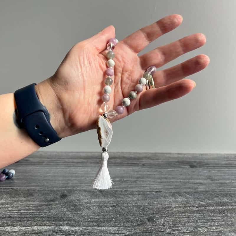 Crown Chakra Wrist Mala | Clear Quartz & Labradorite