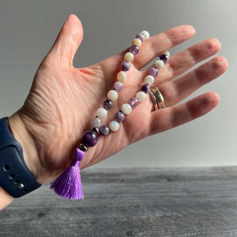 Third Eye Chakra Wrist Mala | Amethyst & Moonstone