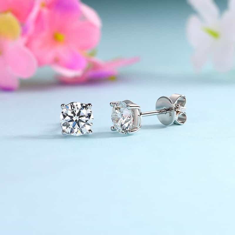 1 Carat Lab Grown Diamond Earrings (Total 2 Carats) White Gold _2