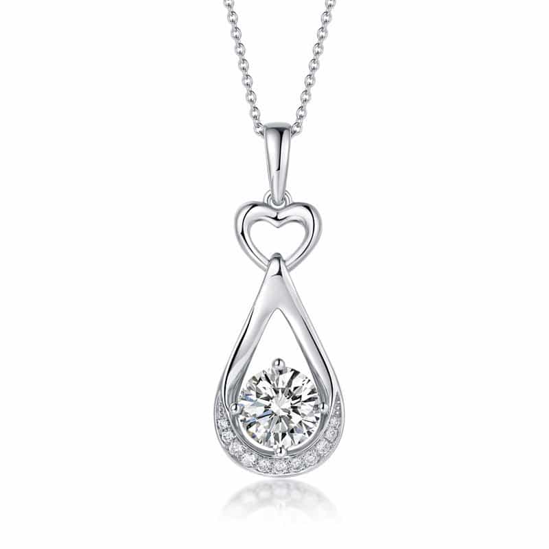 1 Carat Lab Grown Diamond Pendant Necklace White Gold