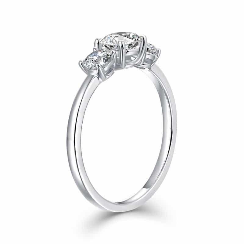 Three-Stone 0.5 Carat Lab Grown Diamond Ring White Gold