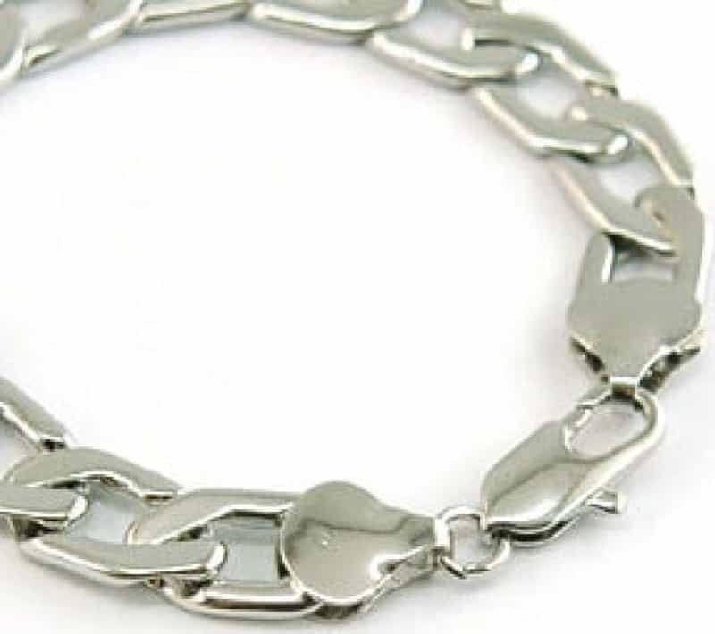 Hip Hop White Gold Plated Curb Links (Silver Colour) Mens Bracelet