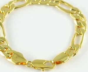 9" X Mm Mens Gold Plated Figaro Link Bracelet