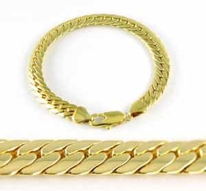 8.5 Inch X Mm Biker Hip Hop Gold Plated Chain Links Mens Bracelet