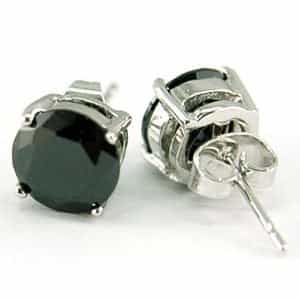 6 Mm Black Created Cubic Zirconia Round Stud Mens Earrings
