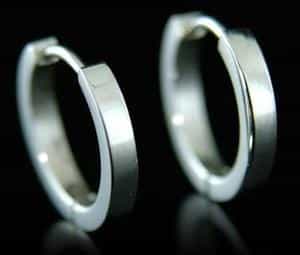 Mens Solid Stainless Steel Polish Huggie Earrings Mm
