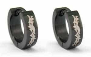 Black Gothic Stainless Steel Hoop Mens Earrings