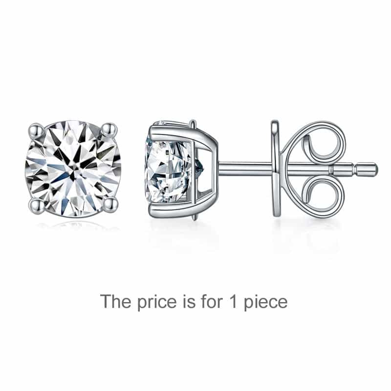 1 Carat Moissanite Diamond Men's Earrings (1 Piece) 925 Sterling Silver
