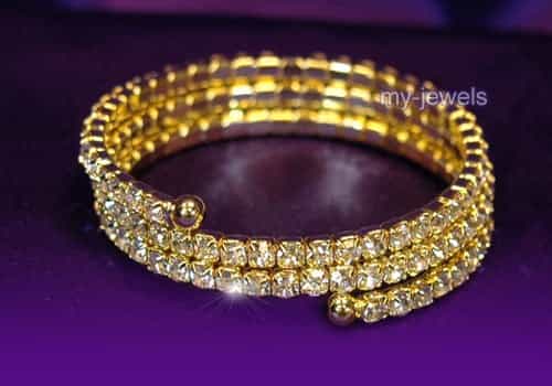 Clear Crystal Stretchable Gold Bangle / Armlet