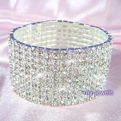 Row Stretch Rhinestone Upper Arm Bracelet Armlet 8" - "