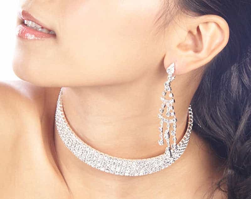 Bridal Wedding 5 Row Crystal Rhinestone Stiff Choker