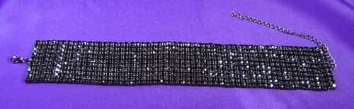 Bridal Weeding Row Black Rhinestone Choker
