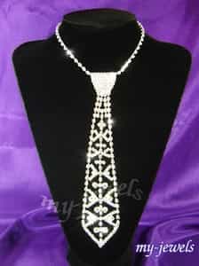 Bridal Prom Crystal Rhinestone Necktie Necklace