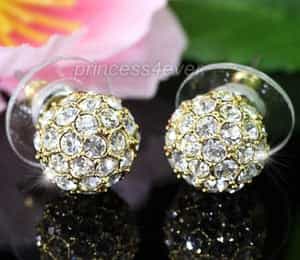 Ball Stud Gold Plated Earrings Use Austrian Crystal
